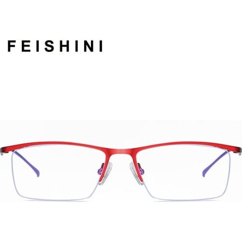 Feishini High Quality UV Anti Blue Light Glasses Men Filter Reduces Computer Business Eyewear Women Blocking Rays Radiation
