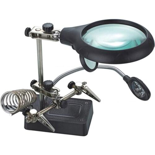 Adjustable Welding Magnifying Glass with LED Light Multifunctional Auxiliary Clip Clamp Soldering Iron Stand Repair Magnifier