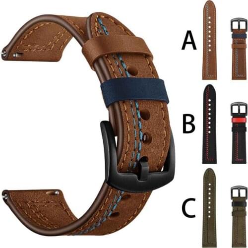 50pcs DHL Shipping 22mm Strap For Samsung Galaxy 46mm Gear S3 Frontier Band Genuine Leather Watchband Retro Smartwatch Bracelet