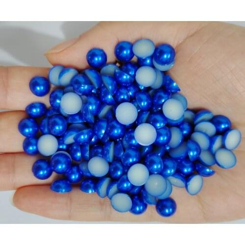 Sapphire Half Round Pearl Rhinestone Crystal Non Hotfix Flat Back Rhinestones Trim Accessories for Nail Art Rhinestones