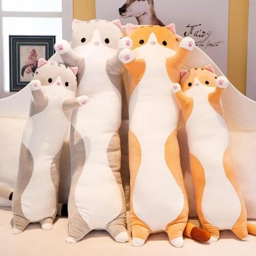 Cute Cartoon Cat Shaped Doll Toy Plush Toy Sleeping Long Throw Pillow Decorative Gift