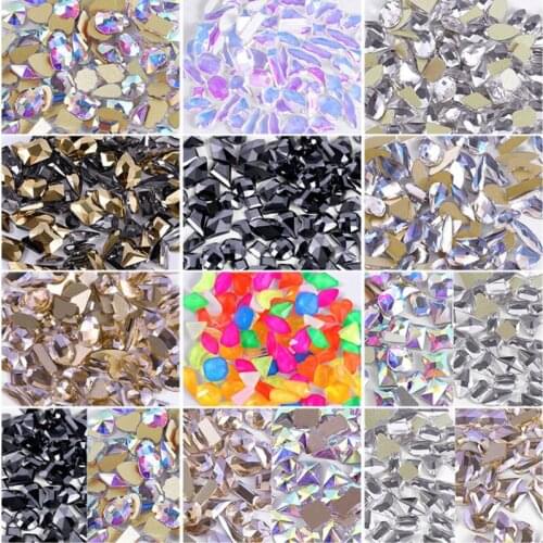 1Bag Mixed Size 100 Pcs Nail Rhinestone Small Irregular Glass Diamond For Nail Art 3D Decoration In Wheel Design DIY Tips