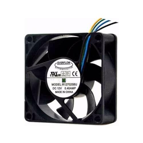 EverCool R127025BU DC 12V 0.40A 70x70x25mm 4-wire Server Cooling Fan