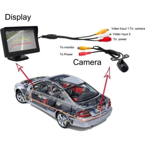 4.3 inch TFT video parking sensor with rearview camera + 4.3'' monitor Visual reversing radar free shipping drop shipping