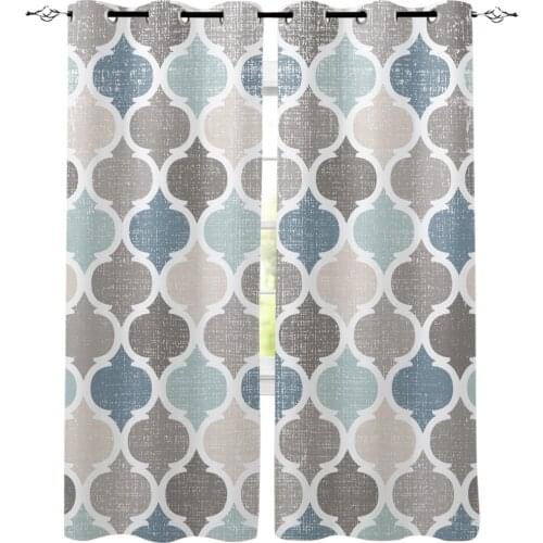 Geometric Blue Vintage Moroccan Pattern Decoration Home Curtains Household Goods Window Curtain Living Room curtains for bedroom