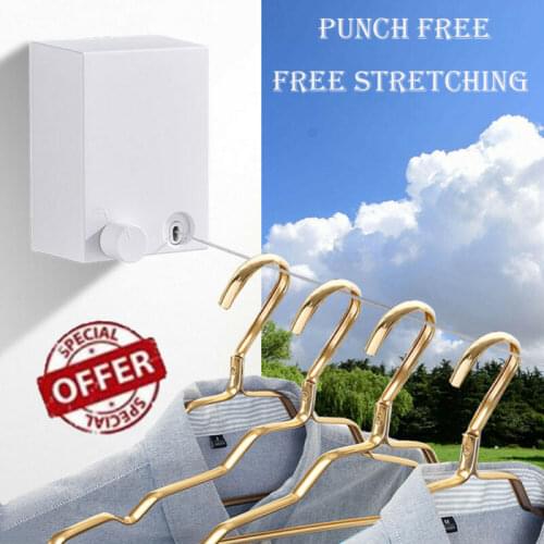 Indoor Outdoor Retractable Laundry Clothesline Wall Hanging Stretch Washing Clothes Line New Shrinking Balcony Invisible Line