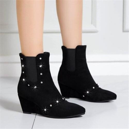 YELUOHK Women's Wedge Ankle Boots