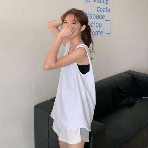 White Casaul Summer Women Tanks Sleeveless Loose Camis Fashion Streetwear Cop Top Korean Sport Womens Tops Ropa Mujer WPY3217