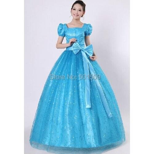Womens tuxedo blue sequins belle ball gown medieval long dress costume Victorian Gothic Lol/Marie Antoinette/civil war/Colonial