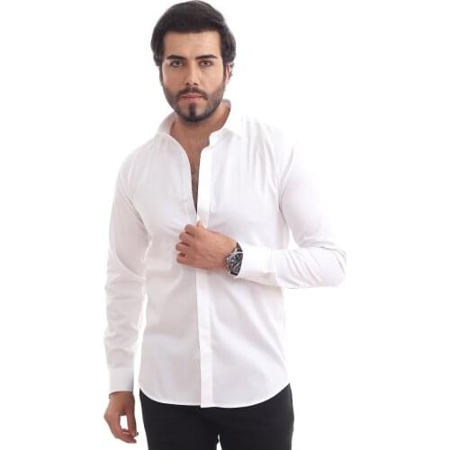 100 COTTON SATIN WHITE MALE GÖMLEĞİ
