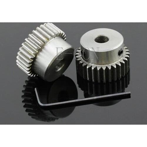 2pcs 1M30T 5/6/6.35/7/8/10/12/12.7/14/15/16mm Bore Hole 30 Teeth 30T Module 1 Motor Steel Gear Wheel Top Screw