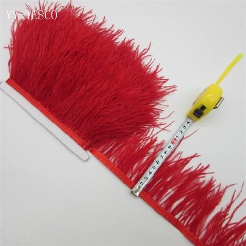 5/10meters High Quality Real red Ostrich Feather Trims 8-11cm for Skirt/Dress/Costume Ribbon Feather Trimming Wholesale DIY