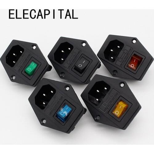 5pcs ! brass part! with 10A fuse ! power socket with Rocker Switch ac socket 3 Terminal Power Socket with Fuse Holder Connector