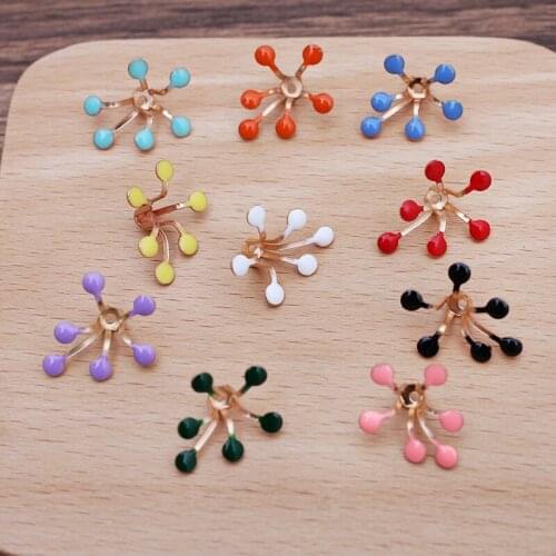 50 Pieces/Lot 8*17mm Colored Metal Flower Manual Kit DIY Jewelry Accessories