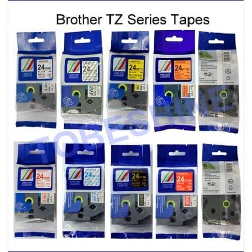 5PK mixed colors 24mm*8m compatible brother tz label tape TZ 151 tze251 tze451 tze551 tz 651 used for PT-7600