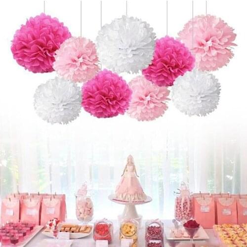 9pcs/set Green Paper Lanterns Tissue Pompoms Flower Honeycomb Ball Paper Fan Rosettes Hawaiian Party Favors DIY Decorations