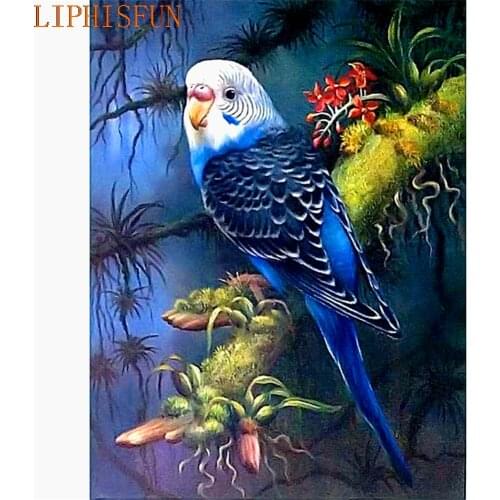 Diamond Painting Cross Stitch Full Square Round Picture of Rhinestone DIY Mosaic Embroidery Parrot New Year Gift