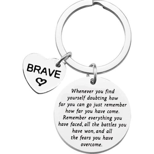 Be Brave Inspiration Keychain Letter Print Stainless Steel Pendant Keyring Jewelry