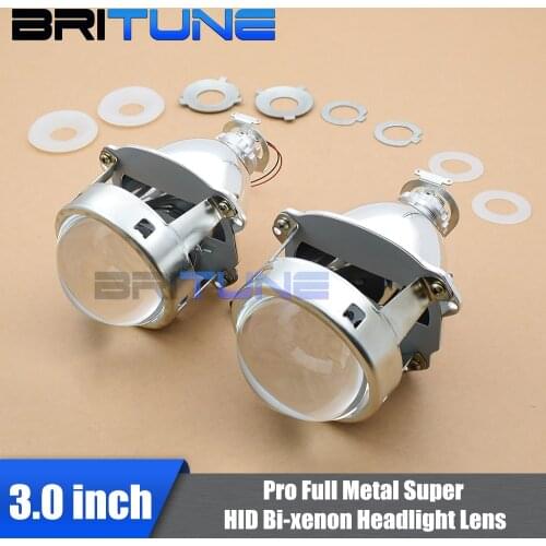 Britune Headlight Lenses Bi-xenon HID Projector 3.0 Super Full Metal H1 Xenon Lens For H7 H4 Cars Accessories Retrofit Style DIY