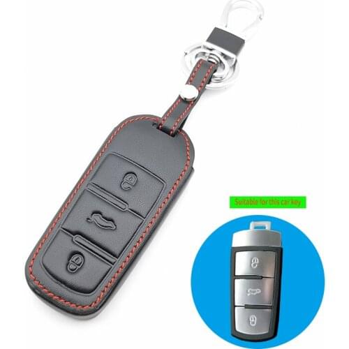 3 Button Fob Remote Shell Car Key Leather Case Cover for Volkswagen Passat 3C B6 B7 DC Protective Skin Holder