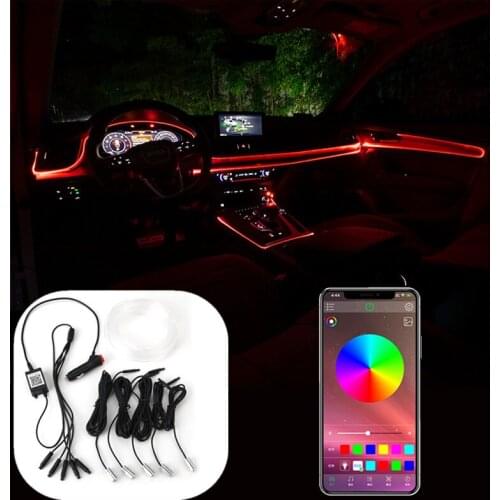 RGB LED Strips Ambient Light APP/Sound Control Neon EL Strip Car Interior Atmosphere Lamp Flexible Auto Decorative Lamp