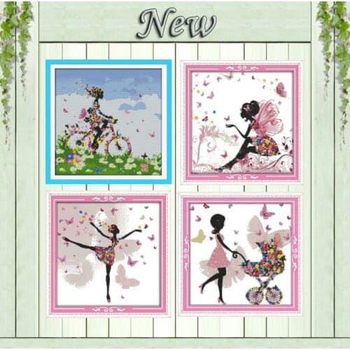 Flower pretty woman beauty fairy elf painting counted print on canvas DMC 11CT 14CT Cross Stitch kits embroidery needlework Sets