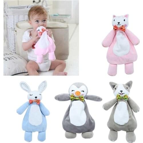Baby Soother Appease Towel Cute Animal Doll Teether Soother Bib Saliva Towel Infants Comforting Sleeping Toys