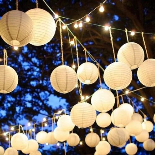 30pcs (7 Size) White Round Paper Lantern Balls Wedding Birthday Party Decorations Kids Baby Shower Christmas Supplies Lanterns