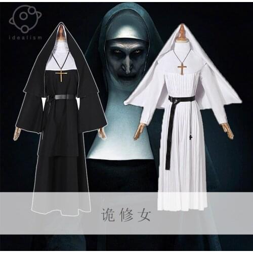 Horror Movie The Nun Stage Performance Costume Black and White Cosplay Nun Costume Halloween Carnival Fancy Party