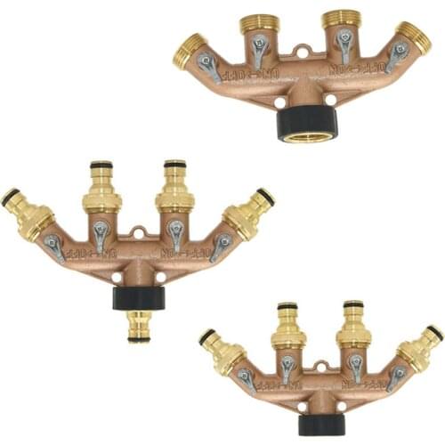 Brass 3/4 Inch 4-Way Garden Tap Hsse Water Splitter Cranes Irrigation Valve Way Shunt Four Outlets 1pcs