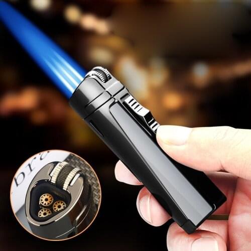 Metal Flint Camping Kitchen Lighter Jet Butane Grinding Wheel Three Torch Turbo Cigarettes Accessories Cigar Smoking Lighters