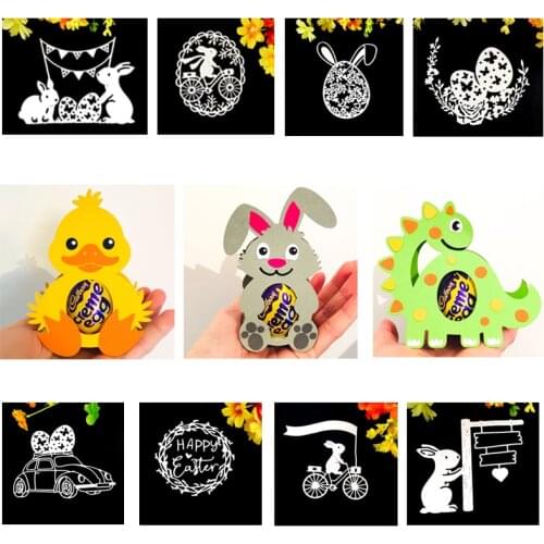 MISS VINTAGE 2021 New Easter Bunny Egg Box Metal Cutting Dies Set Embossing Stencil Templates Mold Paper Craft Scrapbook