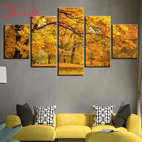 5D DIY Full Square&round 5pcs Woods view forest 5d Diamond Painting Combination diamond Embroidery Mosaic Home Decor painting