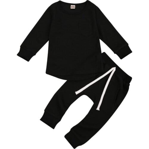 Toddler Girl Clothes Baby Long Sleeve Pocket Tshirts Pants Trousers 2 Pcs Outfits Infant Clothing