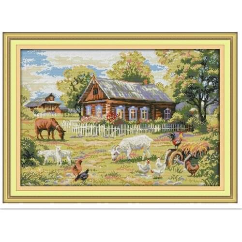 Oneroom Farm Home Decor DMC Cross Stitch Fabric Rest Room Cross Stitch Chinese Counted Cross Stitch Patterns Kits