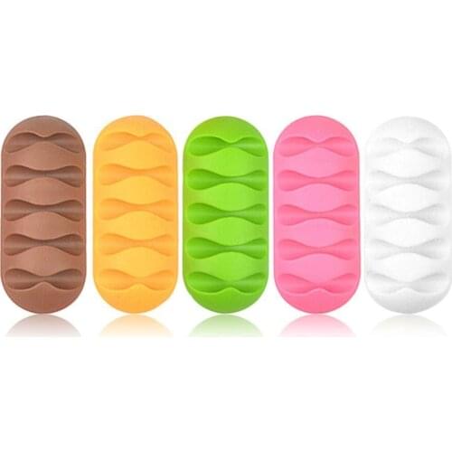 Cable Organizer Silicone USB Cable 5 Holes Tidy Management Clips Cable Holder For Mouse Headphone Wire Fixing Equipment