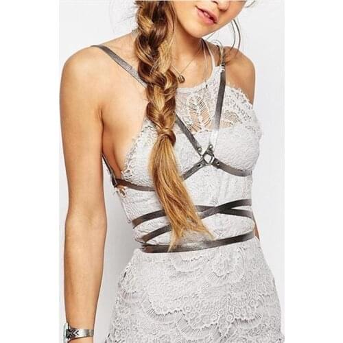 New Sexy Women Cool Handmade Oversized Choker Necklaces Harajuku Leather Collar Bondage Harness Body Necklace Gothic Jewelry