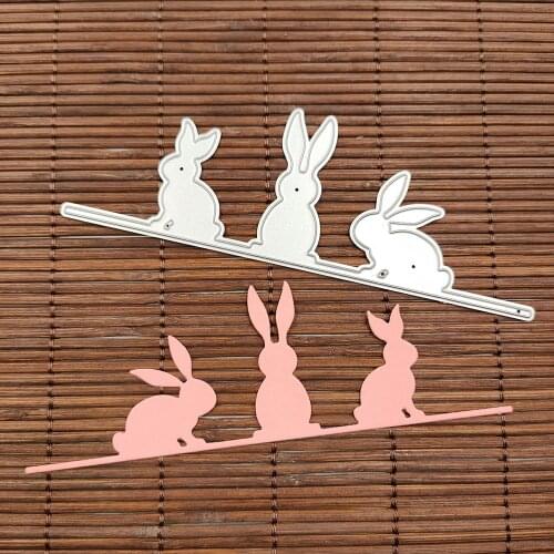 Easter Metal Cutting Dies Bunny Stencil Scrapbooking DIY Album Stamp Paper Card Embossing Decoration Craft 13x4.4cm/5.12x1.73in