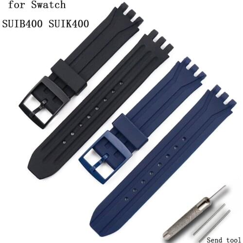Watch accessories pin buckle For Swatch SUIB400 SUIK400 series 18mm silicone strap men and women sports waterproof rubber strap