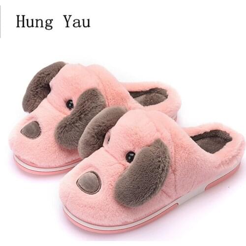 Women Slippers Flips Flops Winter Warm Cute Dog Shoes Woman Fashion Platform Sandals Slides Non-slip Flats Indoor Comfortable