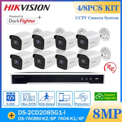 Hikvision Security IP Camera System 8CH 8MP 4K POE NVR Kit CCTV DS-2CD2085G1-I DS-7608NI-I2/8P Video Recorder Surveillance