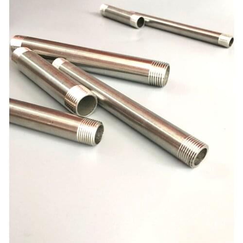 1/4" BSP Equal Male Thread Length 100mm Barrel Nipple 201 Stainless Pipe Fitting Connector Coupler water oil air