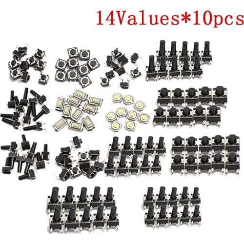 140pcs/lot 14types Momentary Tact Tactile Push Button Switch SMD Assortment Kit Set Life 100000 times Promotion Price