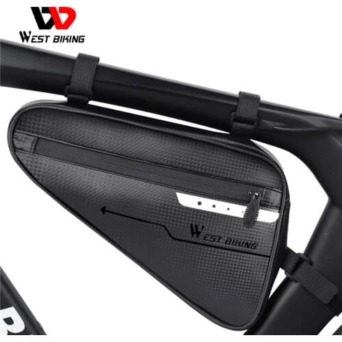 WEST BIKING Waterproof Bike Triangle Bag Reflective MTB Road Bicycle Front Pouch Pannier Bags Tube Frame Tool Bag For Cycling