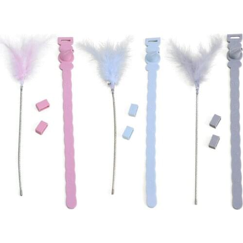 Spring Cat Teaser Interactive Faux Feather Cat Wand Pet Teaser Pet Hunting Toy With Collar Cat Toy Pet Training Toy Cat Favors