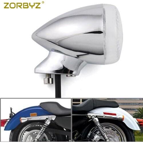 ZORBYZ Motorcycle 2X Chrome Rear Amber Lamp Led Turn Signal Light Indicator For Harley