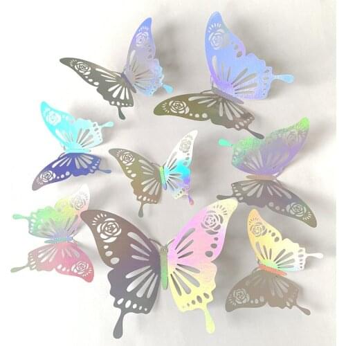12pcs Exquisite Butterfly Wall Stickers 3D Effect Crystal Butterflies Wall Sticker for Kids Room Wall Decal Home Decoration