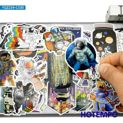 100pcs Retro Alien Astronaut Outer Space Ship Style Mixed Waterproof Decals Stickers Pack for DIY Laptop Suitcase Phone Bike Car