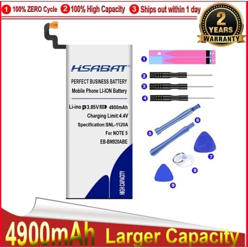 HSABAT EB-BN920ABE 4600mAh Battery for Samsung GALAXY Note 5 Batteries note5 N9200 N920t Project Noble N920c N9208 SM-N9208