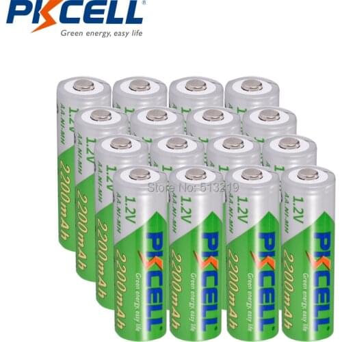 16PCS PKCELL AA batteries 1.2V 2200MAH NI-MH rechargeable battery 2A lsd ni-mh aa packed with 4pcs aa battery storage holder/box
